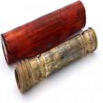 Rankų darbo žalvarinis kaleidoskopas su odiniu dėklu Vintage Look Antique Finish Nautical, skirtas draugams &scaron;eimai ir vaikams 3D veidrodinis objektyvas