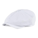 &bdquo;Newsboy&ldquo; kepuraitė vyrams balta ruoželinė medvilninė kepurė, moteri&scaron;ka kepuraitė berniukui Retro, didelė galvos apdangalas, didelė kepurė &bdquo;Cabbie Apple Beret Driver&ldquo; 57cm white