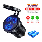 12v/24v 108w USB automobilinio įkroviklio lizdas 3 prievadų dvigubas 45w Pd tipas C ir 18w greitas įkrovimas 3.0 maitinimo lizdas greitas automobilio motociklo įkrovimas