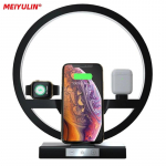 4 viename daugiafunkcinis belaidžio greito įkroviklio stovas Apple Iwatch Airpods iPhone 14 13 12 11 Samsung Xiaomi Led lempos stalinis laikiklis