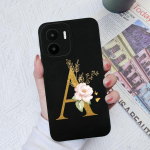 Skirta Xiaomi Redmi A1+ A2+ Plus 10C 12C 11A 9A 8A Pro dėklo galinis dangtelis Matinis smūgiams atsparus mink&scaron;tas silikoninis kvadratinis Telefono krep&scaron;iai Gėlių raidės, skirtos Redmi buferiui Redmi 10X
