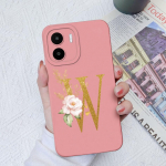 Skirta Xiaomi Redmi A1+ A2+ Plus 10C 12C 11A 9A 8A Pro dėklo galinis dangtelis Matinis smūgiams atsparus mink&scaron;tas silikoninis kvadratinis Telefono krep&scaron;iai Gėlių raidės, skirtos Redmi buferiui Redmi A1/A2