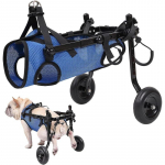 Vežimėlis &scaron;unų galinėms kojoms, &Scaron;unų vežimėlis mažoms &scaron;unų kojoms ir klubų atrama, Reguliuojamos judėjimo pagalbinės priemonės neįgaliems augintiniams XS