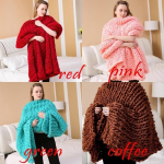 Stambi rankomis austa megzta antklodė merino vilnos vilnonė antklodė Extrem mezgimo stambi antklodė 80*100 kava