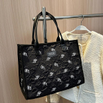 Moteri&scaron;kas krep&scaron;ys Naujas mados spausdintas krep&scaron;ys ant pažastų, didelės talpos laisvalaikio drobinis krep&scaron;ys i&scaron;vykoms one size juoda