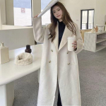 Eleganti&scaron;ki vilnoniai paltai žieminiai moteri&scaron;ki vintažiniai vėjo striukės vidutinio ilgio laisvi, atverčiami megztiniai