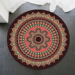Apvalus kilimėlis Mandala stiliaus miegamojo kilimėlis Vintage svetainės kilimėlis, plaunamas neslystantis grindų kilimėlis Etninis kilimėlis miegamojo dekoro kilimas 40cm
