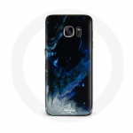 Coque pour Samsung Galaxy S6 edge Nuages de fum&eacute;e multicolore de bleu gris et noir sur fond noir