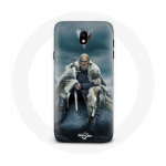 Coque pour Samsung Galaxy J5 2017 Vikings S&eacute;rie Saison 6 Ragnar Lothbrok logo V Ep&eacute;e Gris Fond Broui