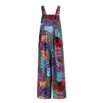 Pečių dirželiai, ki&scaron;enės plačiomis kojomis, moteri&scaron;kas kombinezonas &bdquo;Bohemia Patchwork Print&ldquo; laisvas &scaron;liaužtinukas atostogoms 2XL žalia
