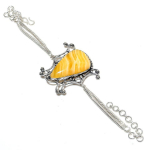 Natural Yellow Aventurine Gemstone 925 Sterling Silver Bracelet 7-8 c0l43