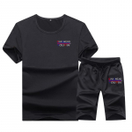 Vyri&scaron;ka sportinė apranga Vasarinė laisvalaikio sportinė apranga Stovi apykaklė jaunimui trumpomis rankovėmis XXXXL juoda