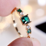 &bdquo;Princess Cut Green&ldquo; cirkonio paprasti vestuviniai žiedai moterims, minimalistiniai aukso spalvos pir&scaron;tų žiedai, puikūs papuo&scaron;alai vestuvių vakarėliui 5 žalia/auksas