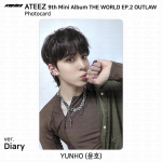 ATEEZ 9-asis mini albumas THE WORLD EP.2 OUTLOW Photocard HONGJOONG SINGHWA SAN KPOP Yunho - Diary ver. #1