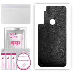 apgo Protective Skin Sticker for the back compatible with Motorola One Fusion Plus, Wrap Film, Foil, Vinyl - Pattern Black Leather