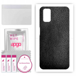 apgo Protective Skin Sticker for the back compatible with Oppo A52, Wrap Film, Foil, Vinyl - Pattern Black Leather