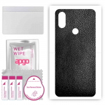 apgo Protective Skin Sticker for the back compatible with Xiaomi Mi A2 (Mi 6X), Wrap Film, Foil, Vinyl - Pattern Black Leather