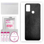 apgo Protective Skin Sticker for the back compatible with Tecno Spark Power 2, Wrap Film, Foil, Vinyl - Pattern Black Leather