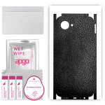 apgo Protective Skin Sticker for the back+sides compatible with Realme C30, Full Wrap Film, Foil, Vinyl - Pattern Black Leather