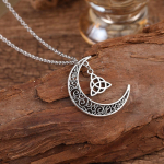 Mada Sidabro spalvos Pusmėnulio mėnulis Airijos keltai Triquetra mazgas pakabukas karoliai Amuletas moterims Vyrams Supernatural papuo&scaron;alai