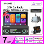 1 Din Carplay automobilio radijas Android auto universalus daugialypės terpės grotuvas 7 colių i&scaron;traukiamas ekranas, skirtas Volkswagen Nissan Hyundai Kia