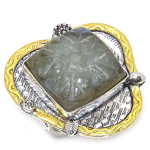 Natural Labradorite Gemstone 925 Sterling Silver Two Tone Ring Size 9 f7k46