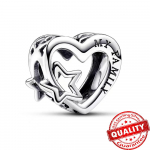 Tikra S925 sidabrinė begalybės dviguba meilės &scaron;irdelė padalinta žavesio apyrankė moterims originalus karoliai pakabukas papuo&scaron;alai