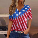 Moteri&scaron;ki mar&scaron;kinėliai Mar&scaron;kinėliai Nepriklausomybės dienos spauda Sagos Trumpos rankovės Kasdienis Savaitgalio mada Pagrindinis V formos i&scaron;kirptė Įprastas vir&scaron;us L mėlyna