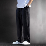 Vyri&scaron;ki vasaros laisvalaikio medvilniniai lininiai laisvi rai&scaron;teliai jogos kelnės kelnės Vyri&scaron;ki drabužiai sportinės laisvos vyri&scaron;kos kelnės M tamsiai mėlyna