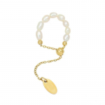 Prancūzi&scaron;kas paprastas retro perlų grandinės traukimo reguliavimas aukso spalvos žiedai, nauji eleganti&scaron;ki aksesuarai mergaitei Madingi papuo&scaron;alai su pir&scaron;tais moteriai balta