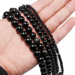 1 gija/partija 4/6/8/10/12 mm Natūralaus juodo obsidiano akmens karoliukai Apvalūs laisvi tarpiniai karoliukai Papuo&scaron;alų gamybos priedams DIY apyrankė 4mm X 92Pcs