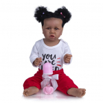 57 cm Reborn Baby Toddler Lėlės Rankomis su &scaron;aknimis pluo&scaron;to plaukai Juodi oda Silikoninis Viso kūno gyvą atgimusi Mergaitė Lėlė Vaikų dienos dovanos 23 inch