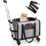 Naminių gyvūnėlių vežimėlio krep&scaron;ys Nuimamas riečiamasis ne&scaron;iklis mažiems &scaron;unims katėms Ne&scaron;iojamas naminių gyvūnėlių kelionių vežėjas su pilka spalva/mėlyna