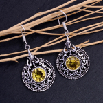 Citrine Gemstone Handmade 925 Sterling Silver Jewelry Earring 2 q3u09