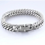 Nauja titano plieno keturpusio &scaron;lifavimo dvigubo pynimo apyrankė, hiphopo tendencijos universali paprasta apyrankė, papuo&scaron;alų sagtis apyrankė 18cm【10mm】