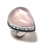 Natural Rose Quartz Gemstone Handmade 925 Sterling Silver Ring Size 7 n4i13