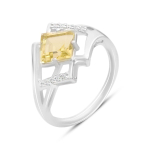 Sidabrinis žiedas su natūraliu žaliu kvarcu 1,863 ct, kubinis cirkonis, gaminio svoris 3,29 g (2162254) 17.5 smaragdas