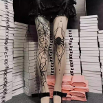 Gotikinės vintažinės tamsios tinklinės pėdkelnės, moteri&scaron;kos, alternatyvios seksualios voratinklio pėdkelnės elektroninės punk kojinės about 89x22cm