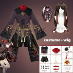 2023 Kinijos kostiumas Vienodas Perukas Cosplay Anime Žaidimas  Hutao Cosplay Hu Tao Kinų stiliaus Helovino kostiumai Moterims XL-(Costume+Wig) gray