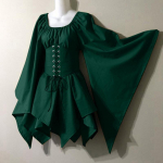 Helovino Cosplay rūmai Viktorijos viduramžių senovinis elfų kostiumas moterims Princess Bandage Kalėdinė Ptachwork vakarėlio suknelė kalėdinė XS