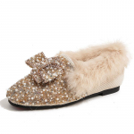 Kailiniai žieminiai plok&scaron;čiapadžiai Moteri&scaron;ki Blizgučiai Pūkuoti Buteliai Kri&scaron;toliniai Peteli&scaron;kės Mokasinai Moteri&scaron;ki Kailio Loafers 35