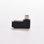 Juoda USB 2.0 Mini 5 kontaktų ki&scaron;tukinė 90 laipsnių kampo adapterio jungtis