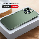 Prabangus metalinio rėmo objektyvo apsauginis dėklas, skirtas iPhone 16 15 14 13 12 11 Pro Max aliuminio telefono dėklas, skirtas iPhone 16 Plus Matinis galinis dangtelis For iPhone 13