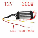 1 vnt Patvarus AC/DC 12V 200W elektrinis keraminis termostatinis PTC &scaron;ildymo elemento &scaron;ildytuvas izoliuotas oro &scaron;ildytuvas M juoda