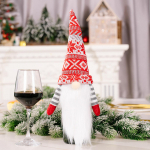 Kalėdų puo&scaron;mena beveidis lėlės vyno butelio laikiklis Kalėdų senelio vyno krep&scaron;ys