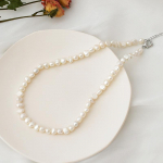 7-8 mm natūralių baroko stiliaus gėlavandenių perlų vėrinys, klasikinis mados papuo&scaron;alas moterims 36cm balta