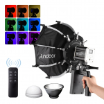 Andoer 55 W ne&scaron;iojama RGB vaizdo lemputė COB fotografavimo lemputė 2800K-6800K pritemdoma 9 FX efektai su US