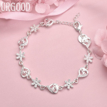 925 prabos sidabras AAA cirkonio &scaron;irdelės formos gėlės apyrankė madingi vestuviniai papuo&scaron;alai 20CM