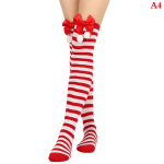 kalėdiniai papuo&scaron;alai kojinės dryžuotos ilgos kojinės kalėdinės puo&scaron;menos auk&scaron;tos kojinės mergaitėms dryžuotos kojinės ant kelių A10