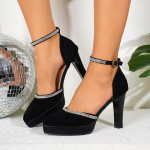 Moterų Batai 2024 M. Kulniukai su Dirželiu Aplink Kulk&scaron;nį Madingi vakarėlio Bateliai Moterims Kristaliniai Smailianosiai Plonu Kulnu Bateliai su Sagtimi Moterims 37